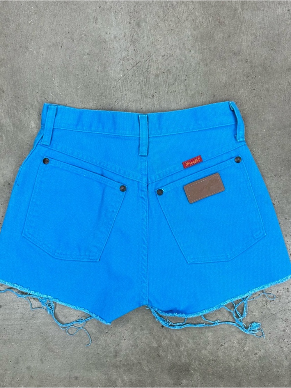 Vintage 90’s USA Wrangler Cutoff Bright Smurf Blue Denim Shorts